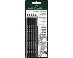 Faber-Castell Watersoluble Graphite Pencil Set of 5 + Brush