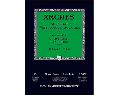 Arches Cold Press Watercolour Pad 140lb. – 12 Sheets – 10 x 14 in.