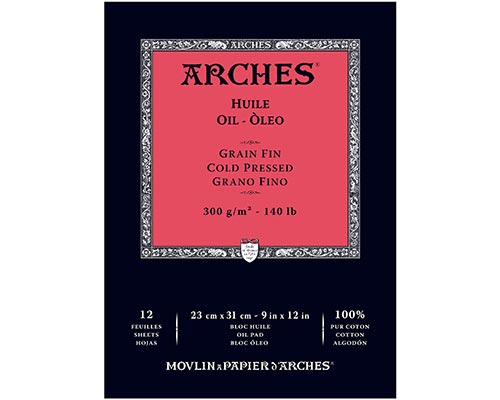 Arches Oil Paper Pad  Cold Press 140lb.  12 Sheets 9 x 12 in.