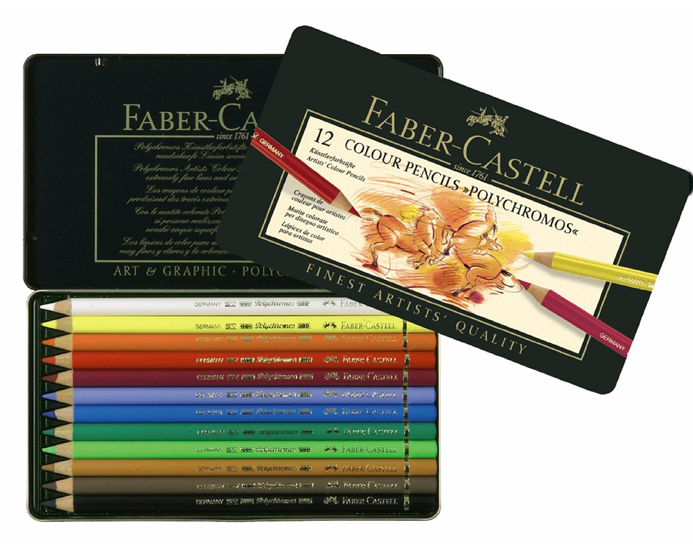 Faber-Castell Polychromos Coloured Pencils - Tin Set of 12