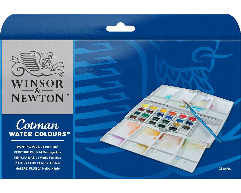 Winsor & Newton Cotman Water Colours Painting Plus 24 Half Pans