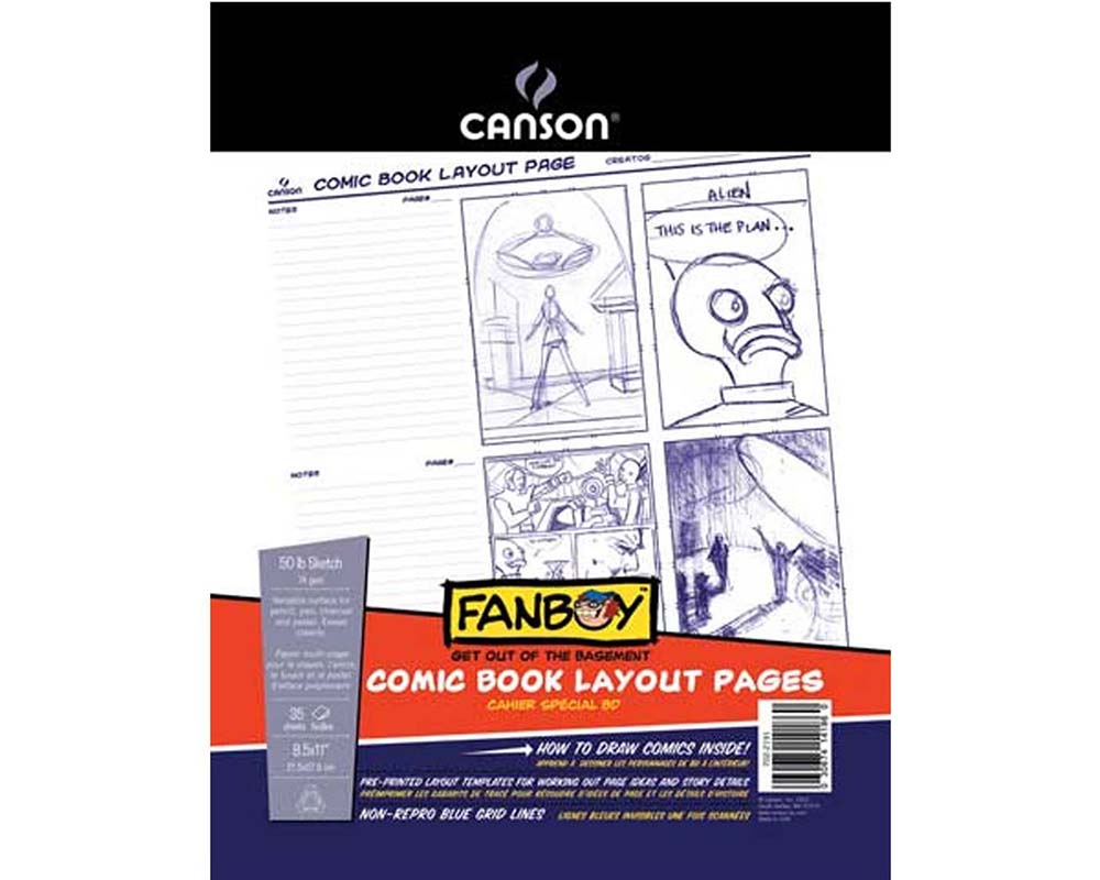 Canson Fanboy Comic Strip Layout Pages 8.5" x 11" 50lb