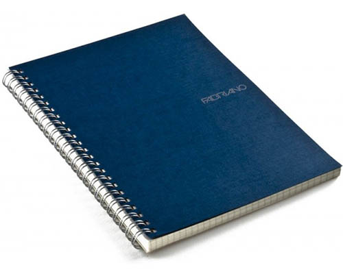 Fabriano EcoQua  Blank Notebook Spiral Binding 8.25"X11.7" Navy