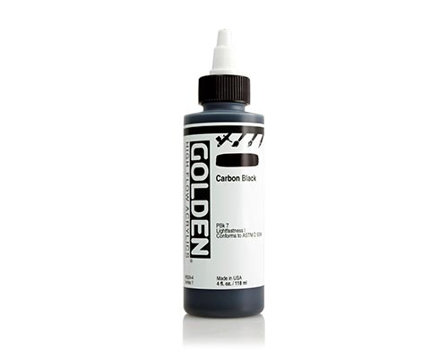 Golden High Flow Acrylics - Carbon Black - 118 mL