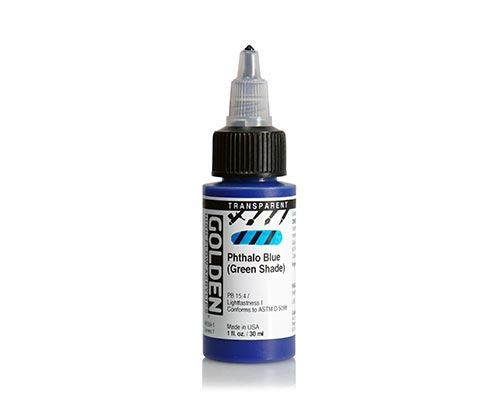 Golden High Flow Acrylics - Transparent Phthalo Blue (Green Shade) - 30 mL