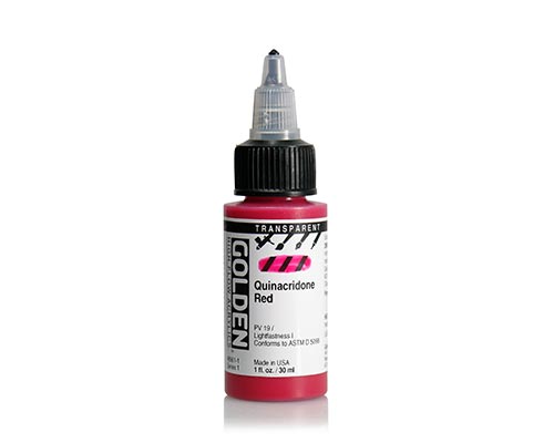 Golden High Flow Acrylics - Transparent Quinacridone Red - 30 mL 