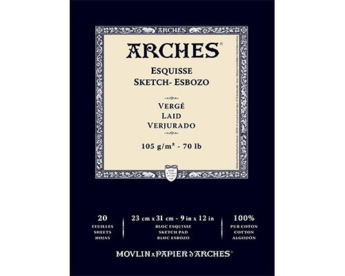 Arches Sketch Pad – 70 lb. –  20 Sheets — Natural White 9 x 12 in.