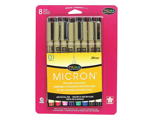 Sakura Pigma Micron 01 - Fine Liner Colour Set of 8