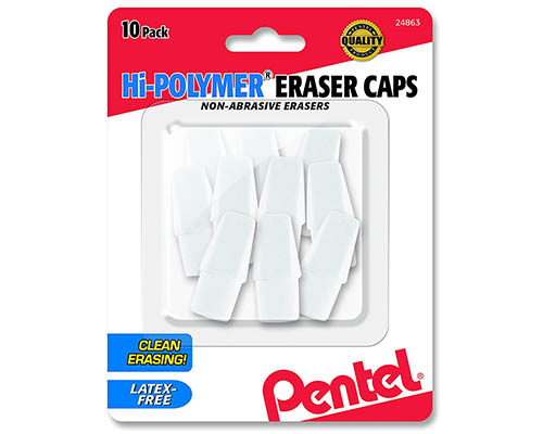 Pentel Hi-Polymer Eraser Caps - Pack of 10