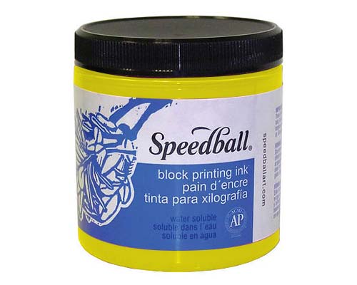 Speedball Water-Soluble Block Printing Ink - Fluorescent Yellow 8oz.