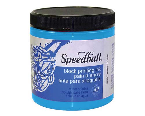 Speedball Water-Soluble Block Printing Ink - Fluorescent Blue  8oz.