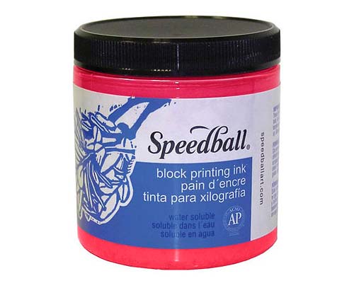 Speedball Water-Soluble Block Ink - Fluorescent Magenta 8oz. 