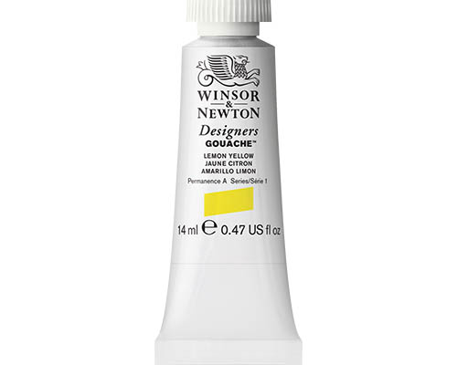 Winsor & Newton Designers’ Gouache – 14mL Tube – Lemon Yellow