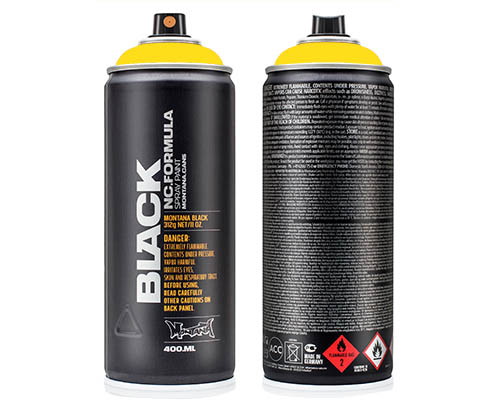 Montana BLACK Spray Paint – 400mL Can – Power Yellow