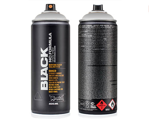 Montana BLACK Spray Paint – 400mL Can – Silverchrome