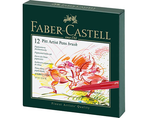 Faber-Castell India Ink Pitt Artist Pen  B Studio Box of 12 