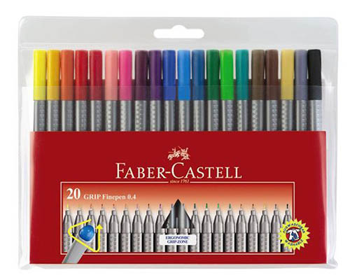 Faber-Castell Grip Finepen  0.4mm  Wallet Size 20-Pens