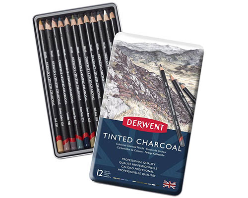 Derwent Tinted Charcoal Pencils – Tin set of 12 