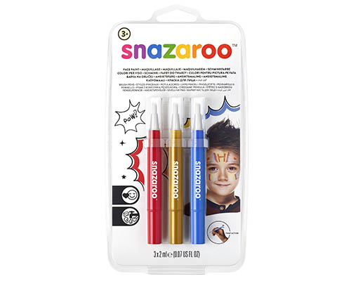 Snazaroo Face Paint Brush Pen Adventure Pack – 3 Pens
