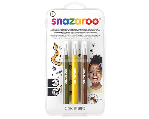 Snazaroo Face Paint Brush Pen Jungle Pack – 3 Pens