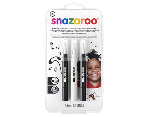 Snazaroo Face Paint Brush Pen Monochrome Pack – 3 Pens