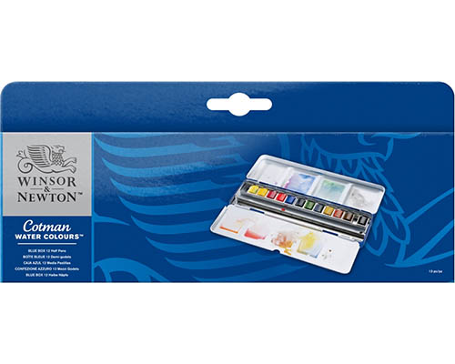 Winsor & Newton Cotman Blue Box Tin Watercolour Set  12 Half-Pans