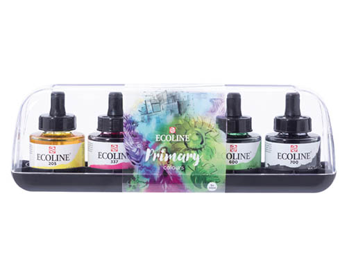 Ecoline Liquid Watersoluble Ink  Primary Set of 5 Colours  30mL 