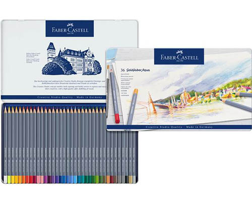 Faber-Castell Goldfaber Aqua Watercolor Pencils  Tin Set of 36