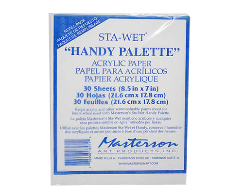 Masterson Sta-Wet "Handy Palette" Acrylic Paper Refills  30 Sheets  8.5 x 7 in.