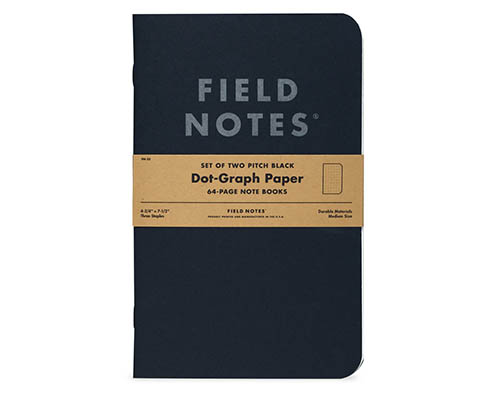 Field Notes Pitch Black Notebook  2-Pack  Dot-Graph  4¾  x 7½ in.