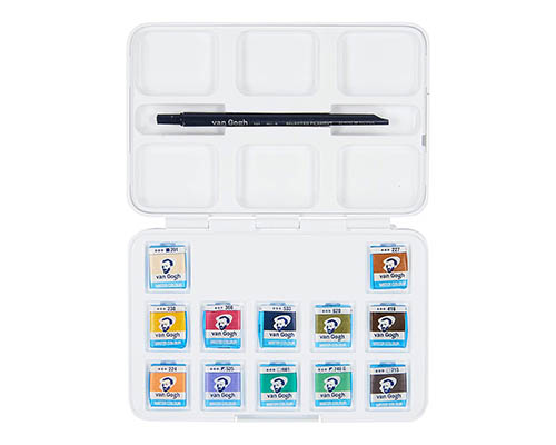 Van Gogh Watercolour Pocket Box  12 Pan Set + Brush  Muted Colours