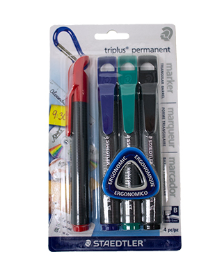 Staedtler Triplus Permanent Marker Chisle Tip -  4Pack Assorted