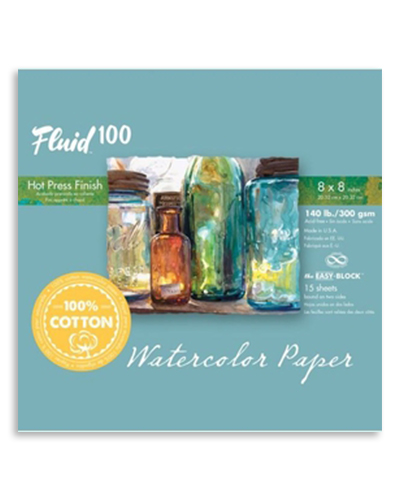 Fluid 100 Watercolour Bock - 140lb - Hot Press - 8x8