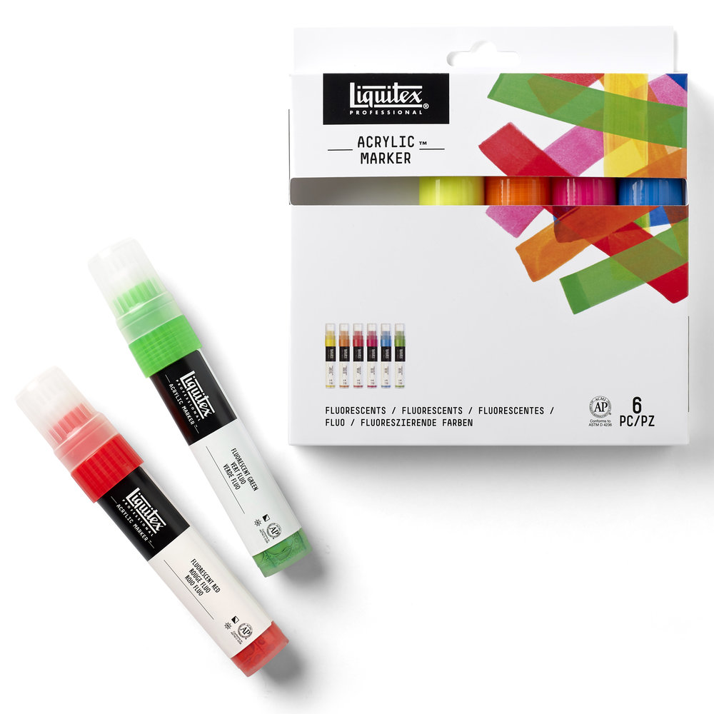 Liquitex Paint Markers  Wide Nib  Set of 6  Fluorescent