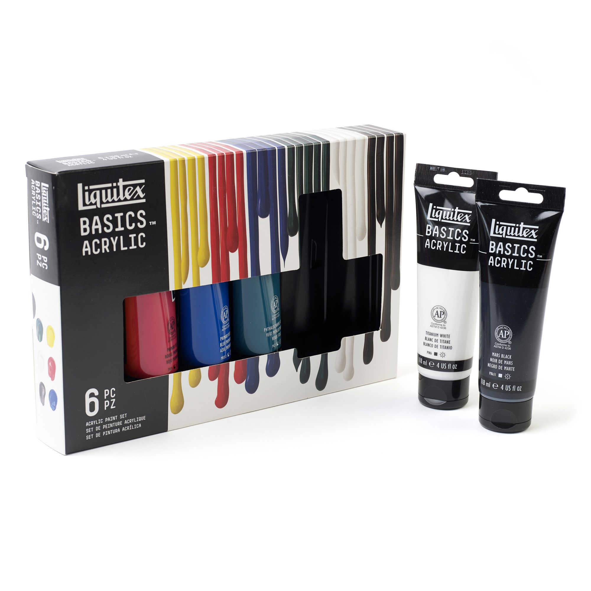 Liquitex Basics Acrylics - Set of 6 x 118ml