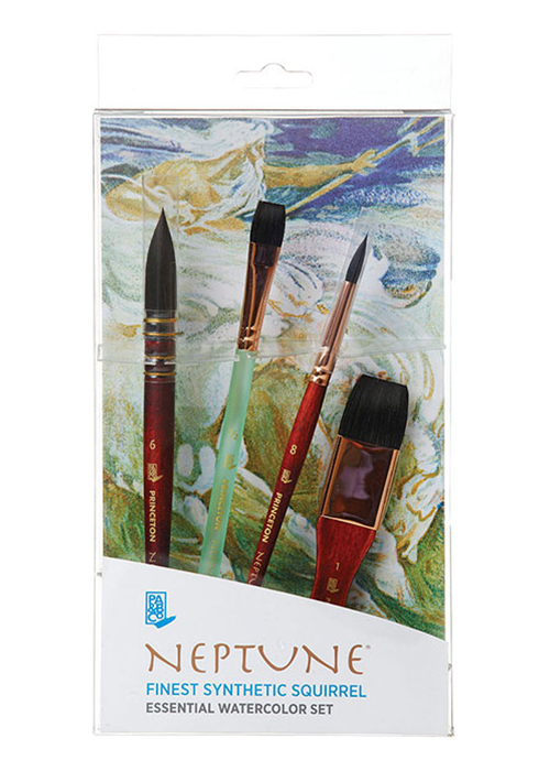 Princeton Neptune Pro Finest Synthetic Squirrel Watercolour Brushes - Box Set of 4