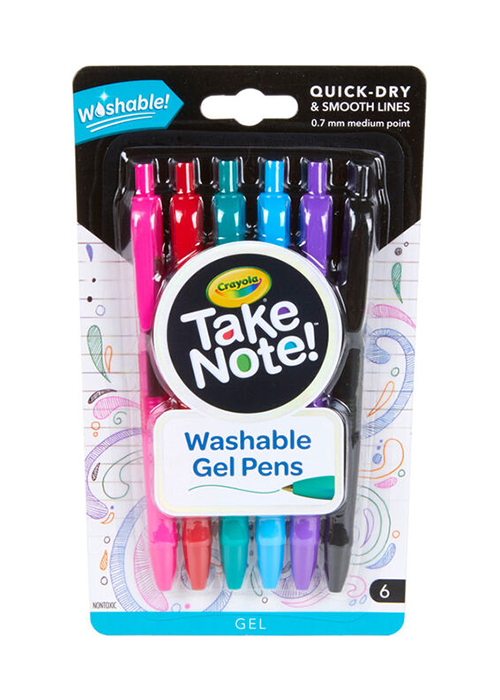 Crayola Take Note Washable Gel Pens - 6 Pack