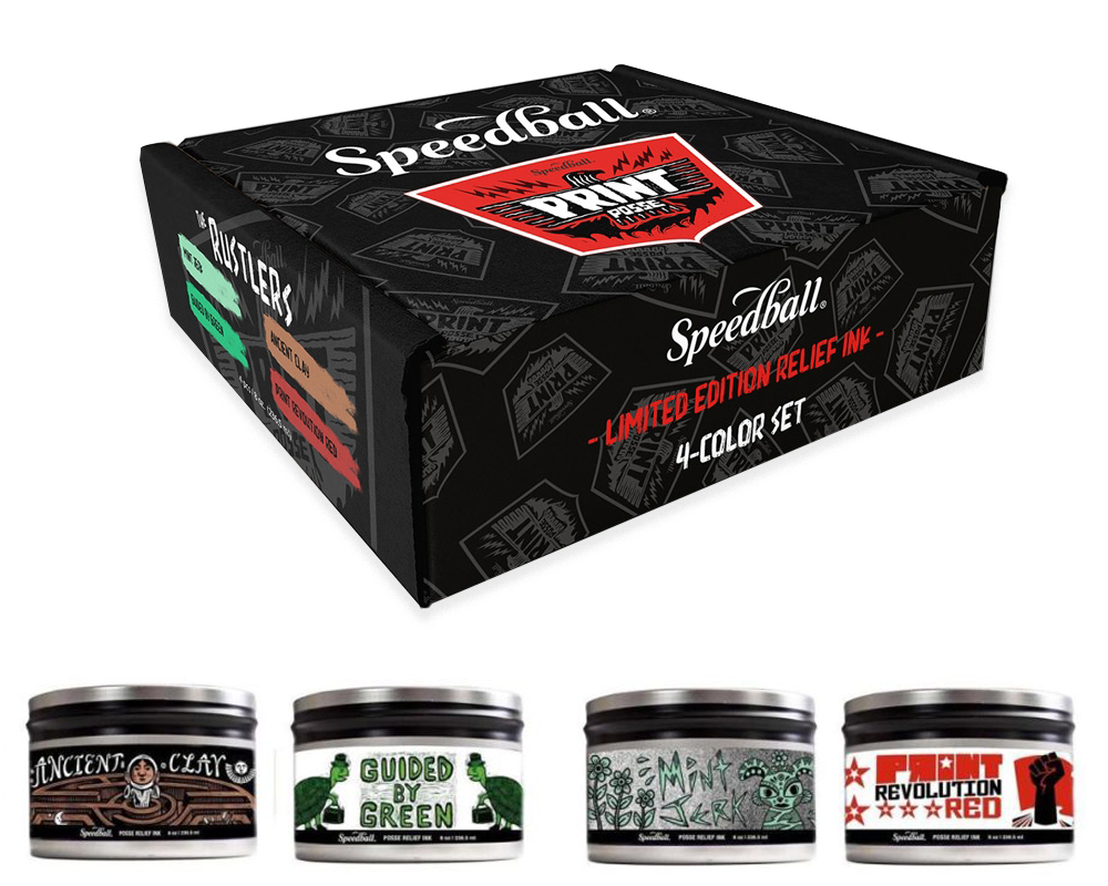 Speedball Print Posse Relief Ink Set of 4 - The Rustlers