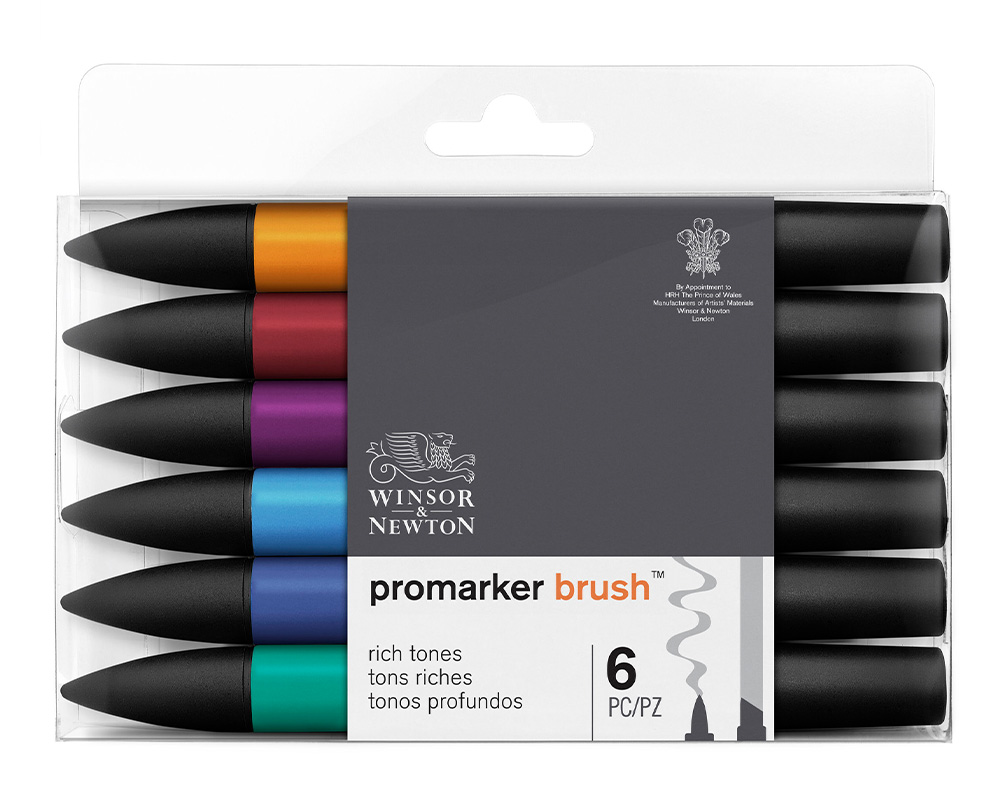 Winsor & Newton ProMarker Brush Set of 6 - Rich Tones 