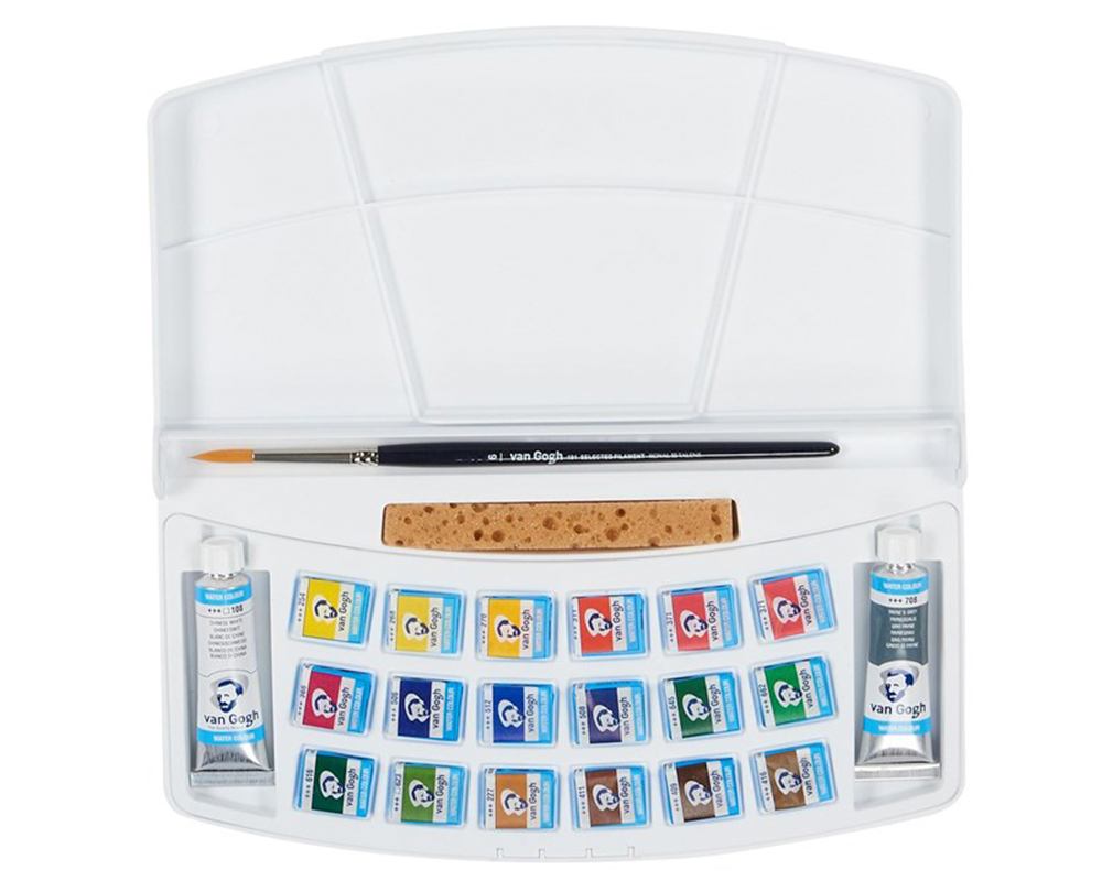 Van Gogh Watercolour Pocketbox Set - 18 Half-Pans + 2 x10mL