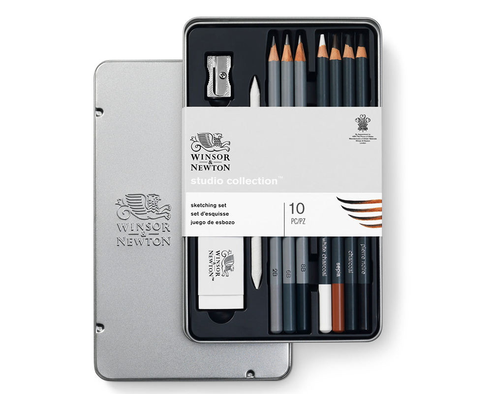 Winsor & Newton Studio Collection Sketching Pencil Tin - 10 Piece Set 