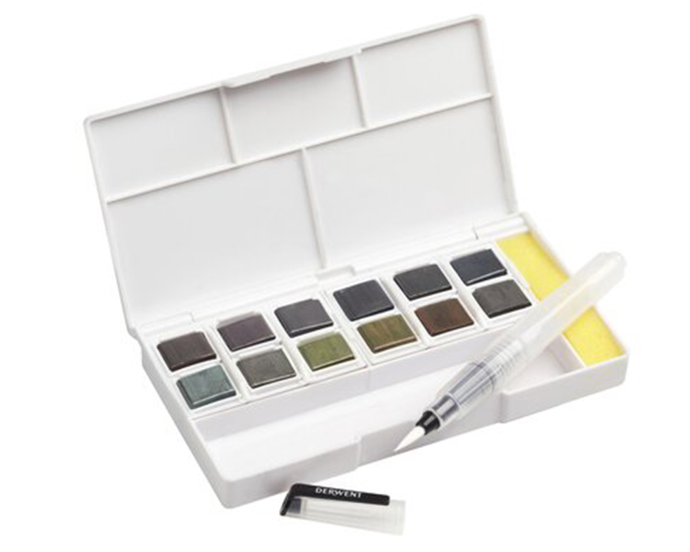 Derwent Graphitint Paint Pan Set of 12 + Waterbrush