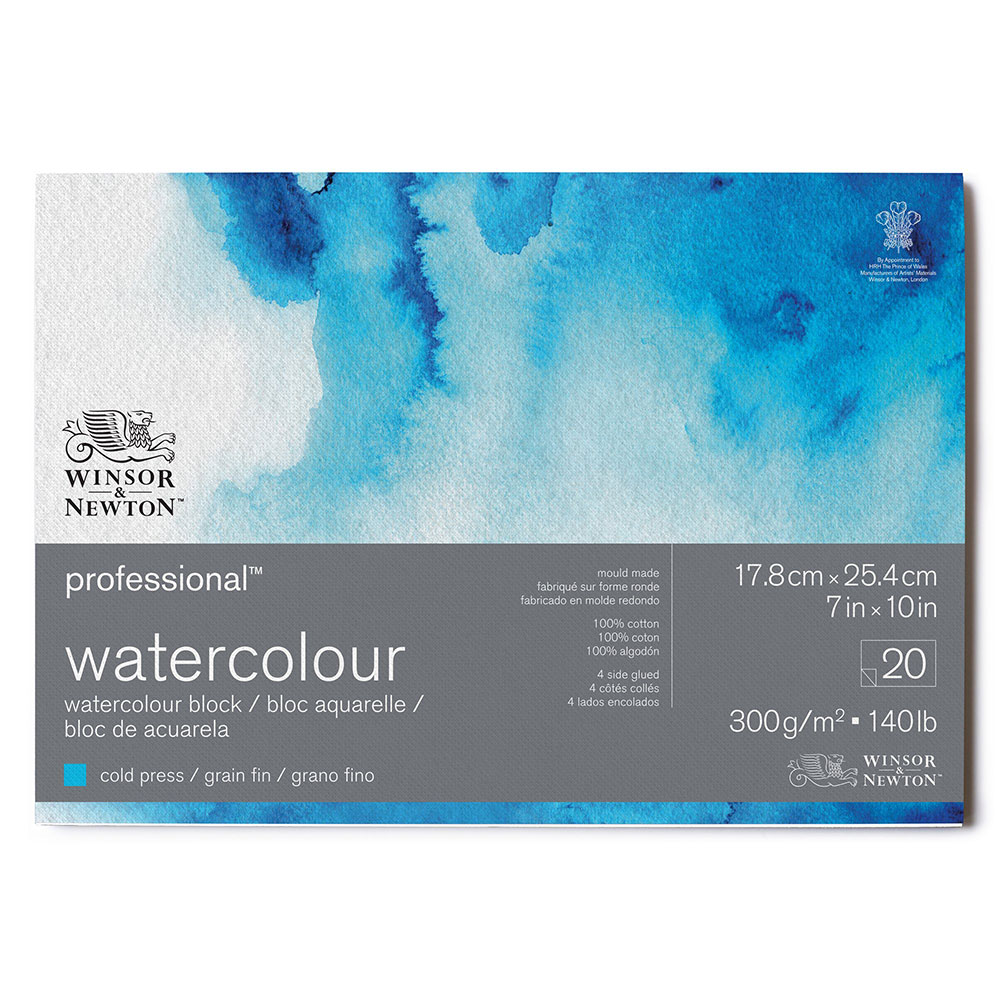 Winsor & Newton - Watercolour Professional Cold Press Block - 20 sheets  7” x 10"