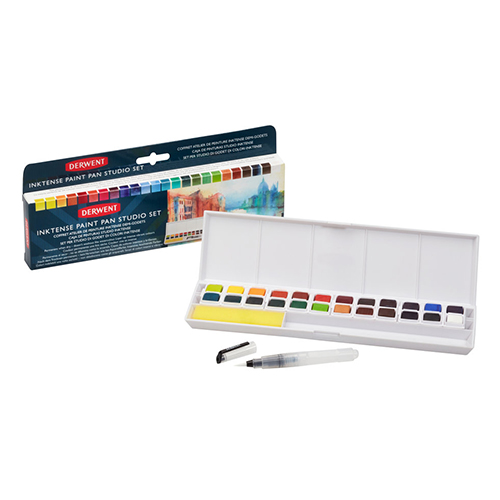 Derwent Inktense Paint Pan Set of 24 + Waterbrush