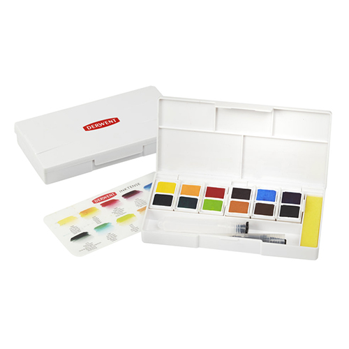 Derwent Inktense Paint Pan Set #1  12 Half-pans + Waterbrush