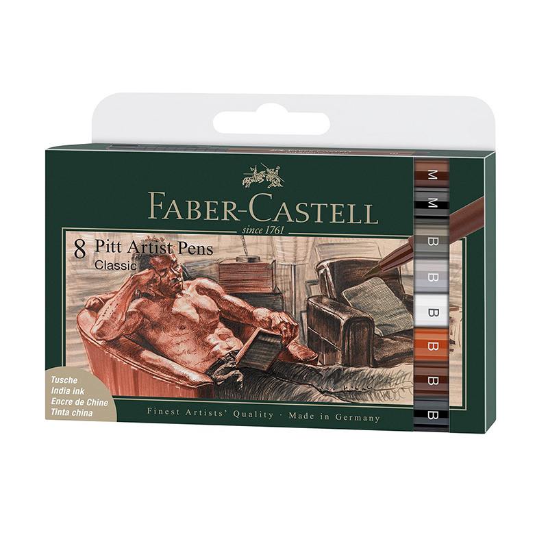 Faber Castell Pitt Artist Brush Pens Classic - Set of 8