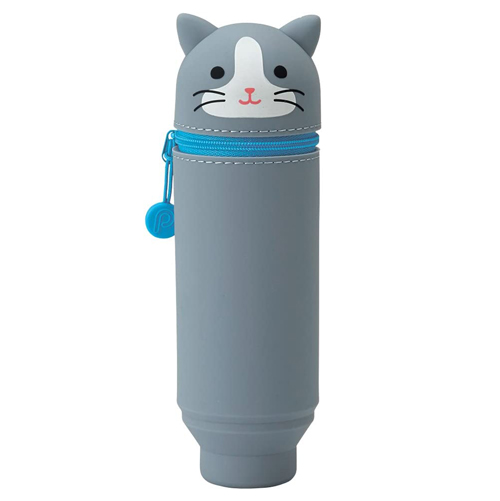 PuniLabo Stand Up Pen Case - Grey Cat