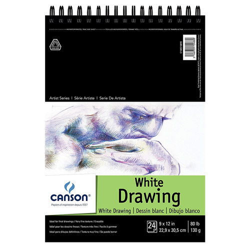 Canson Artist Series Pure White Drawing Pad - 9"X12" 24 Sheets