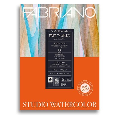 Fabriano Studio Hot Press Pad - 9" x 12" - 12 sheets
