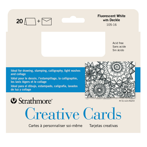 Strathmore Creative Cards - 5" x 7" - Pack/20 White Deckle